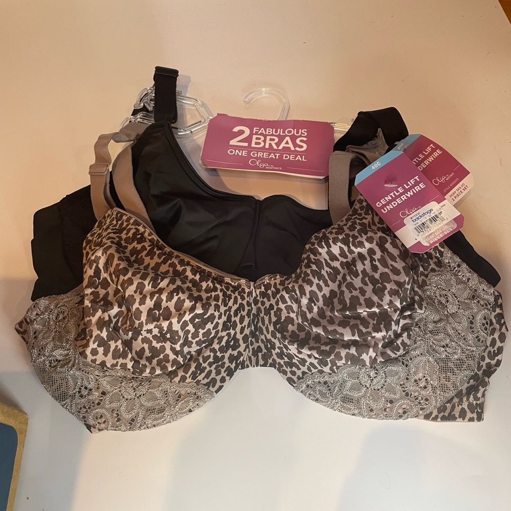 NWT- OLGA BRA’s by WARNERS.  2 bra’s in each set.  36DD